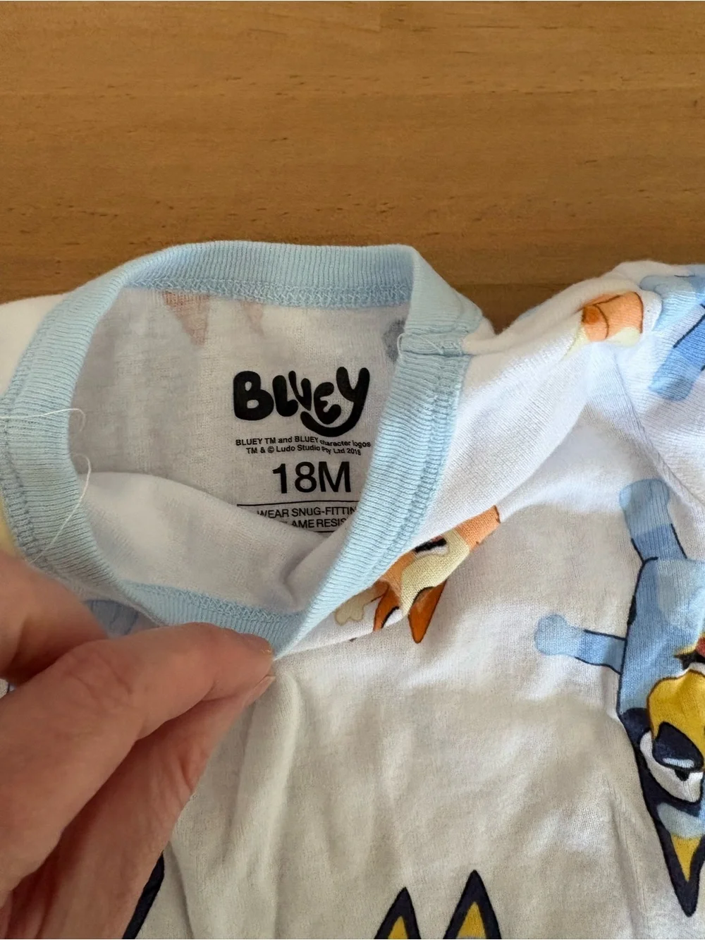 Bluey Print Kids One-Piece Pajama Set - Blue & White